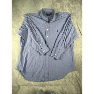Ralph Lauren Blue Label Gingham Button Down Shirt - Mens Size 17 32/33 Blue